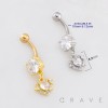 MULTI CZ HEAR DANGLE BELLY BUTTON NAVEL RING 316L SURGICAL STEEL